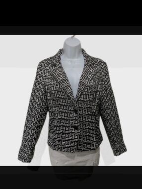 Cato Abstract Printed Jersey Knit Stretch Blazer Jacket S Corpcore Career City